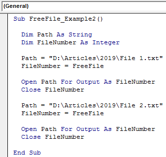 VBA FreeFile Example 2