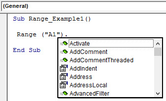 VBA Selection Range Example 1-1