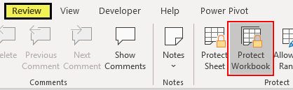 Excel Protect Workbook 1