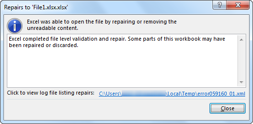 Excel Repair Example 1.1