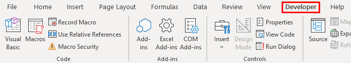 Ribbon in Excel Example 1.12