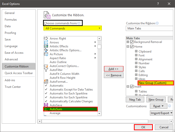 Ribbon in Excel Example 1.17