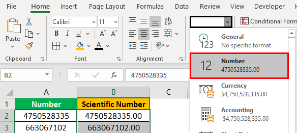 Scientific Notation in Excel Example 1.1.1