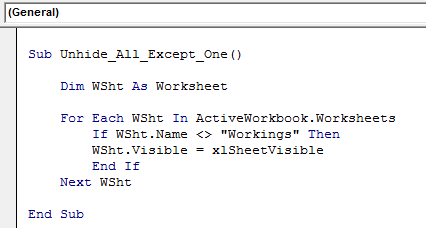 Unhide All Worksheet Except One