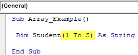 VBA Declare Array Example 1-2