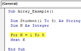 VBA Declare Array Example 1-6