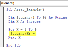 VBA Declare Array Example 1-7