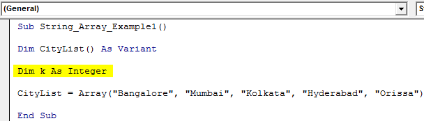 VBA String Array Example 1-6