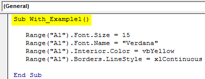 Excel VBA With Statement Example 1.5