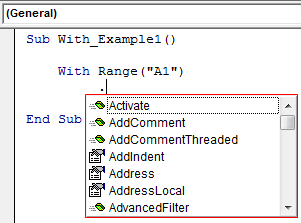 Excel VBA With Statement Example 1.7