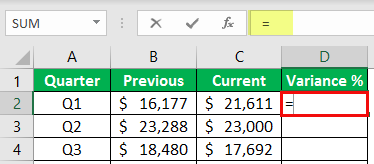 percentage change formula example 1-1