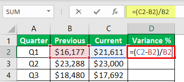 percentage change formula example 1-5