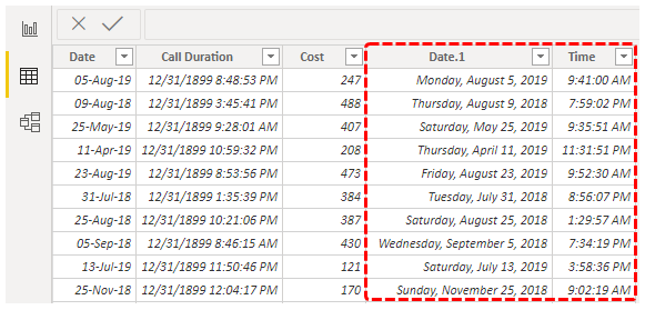 Power BI Date (Changed table)