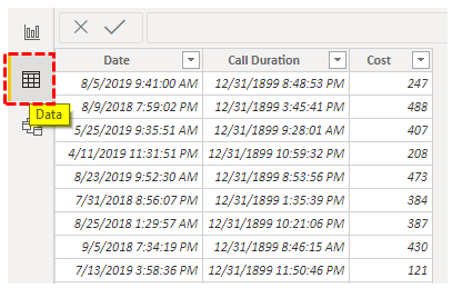 Power BI Date (Loaded data)