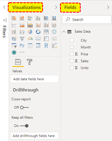 Power Bi (Visualizations and fields)