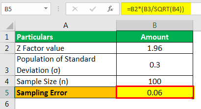 Sampling Error Formula Example 1.2