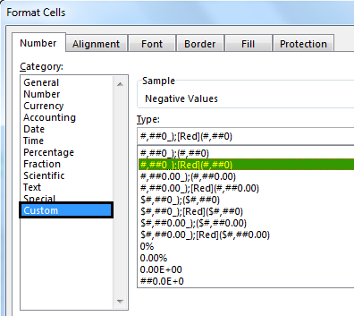 Negative Numbers - Custom Number