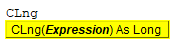 VBA CLNG Syntax
