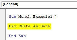 VBA Month Example 1.1