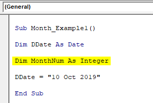 VBA Month Example 1.3