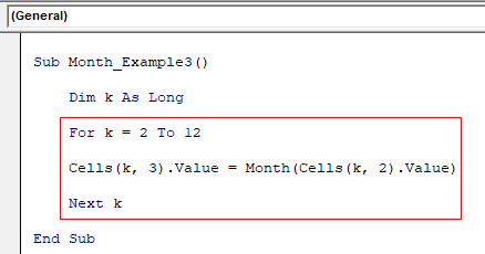 VBA Month Example 3.1