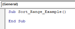 VBA Sort Range Example 1.5