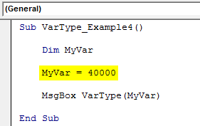 VBA VARTYPE - Example 3.1