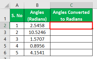 Degrees Function Excel - Example 2-1