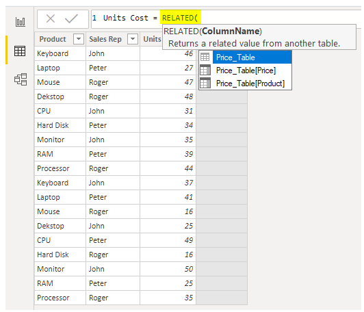 Open RELATED function