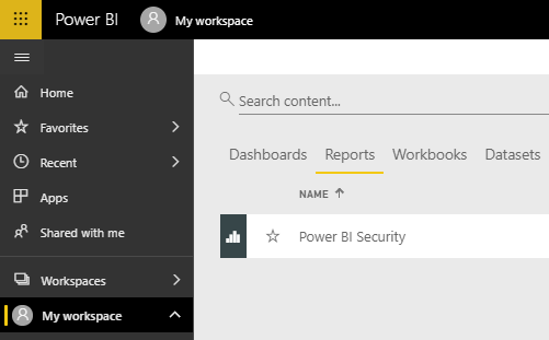 Power BI Security - My Workspace