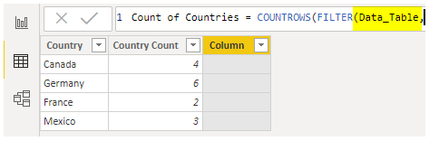 Count rows - Data table