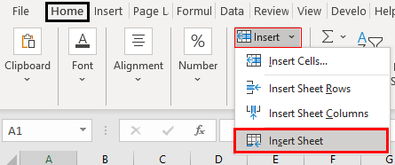 Excel New Sheet Shortcut Example 1.4