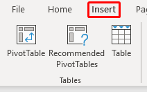 Insert Tab Example 1