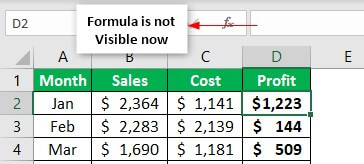 Hide Formulas Example 1-15