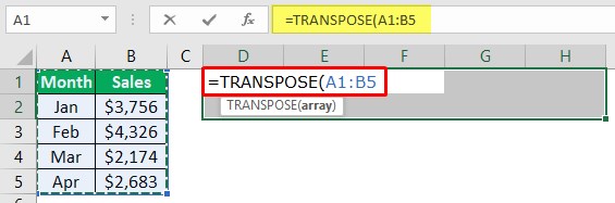 Excel Paste Transpose Function 1-4