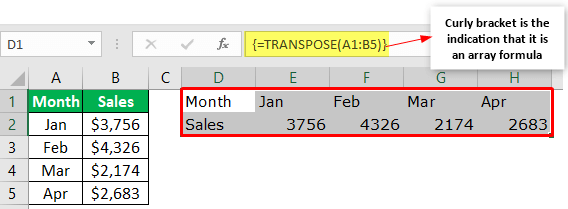 Excel Paste Transpose Function 1-5