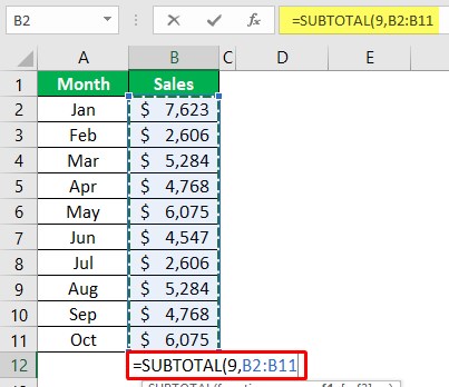 Using Subtotal Function 1-2