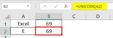 UNICODE in Excel Example 1-2