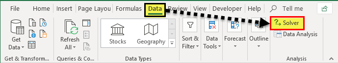 Solver-analysis - Data Tab