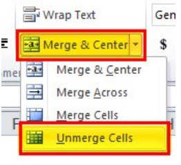 Merge Cells in Excel - Example 3 - Step 2