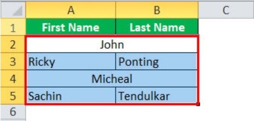 Merge Cells in Excel - Example 4