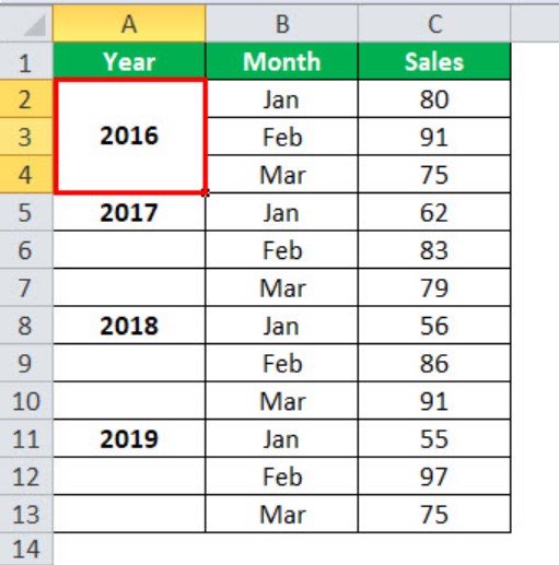 Merge Cells in Excel - Example 6 - Step 2