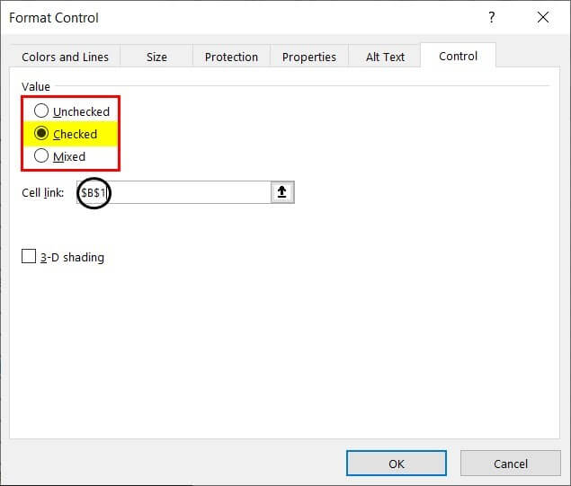 create check box in excel - step 4