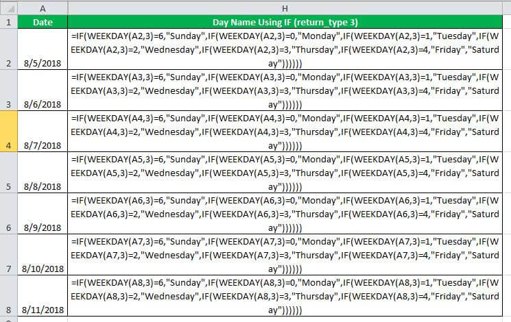  IF and WEEKDAY formulas for the entire range