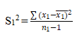 Sample variances formula