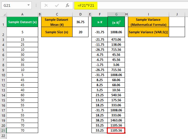 Var.S Excel - Example 2 - Step 3 - fill handle