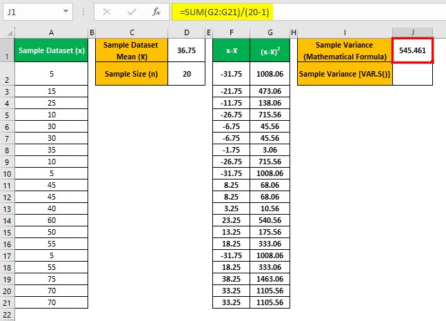 Var.S Excel - Example 2 - Step 4