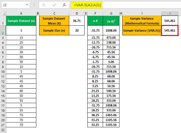 Var.S Excel - Example 2 - Step 5