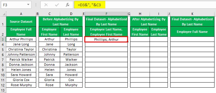 Alphabetize In Excel - Example 1 - Step 3