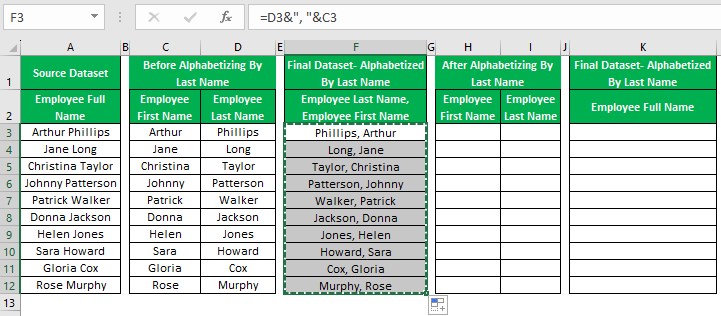 Alphabetize In Excel - Example 1 - Step 4